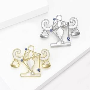 Broche Balance Constellation en Alliage de Luxe avec Strass pour Femme Corsage de Costume Or Argent Bijoux Étoile