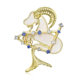 Spilla costellazione capricorno gioielli placcato oro smalto strass moda regalo donna