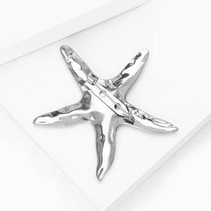 Vue détaillée du dos montrant l'attache épingle de la broche étoile de mer en argent