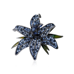 Elegant Alloy Lily Flower Brooch With Rhinestones And Enamel Vintage Floral Breastpin For Wedding Party Women Gift Accessories