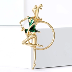 Broche en Émail pour Fille de Gymnastique Rythmique pour Femmes Broche Dorée pour Costumes Accessoires de Bijoux de Mode Créative