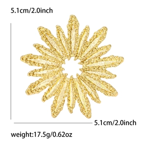 Broche feu d'artifice en alliage doré avec texture, taille 5,1cm et poids de 17,5g