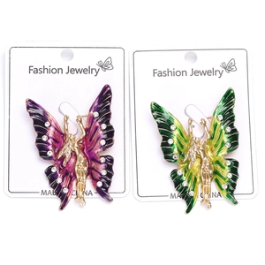 Détails des broches papillon colorées en émail avec accents de cristal et finition dorée