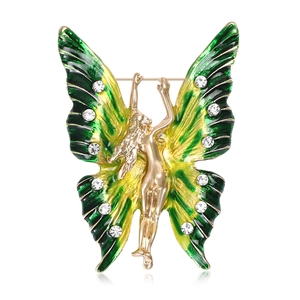 Broche Émail Papillon Vintage Pour Femmes Alliage Strass Aile De Papillon Fée Épingle Élégant Mode Bijoux Accessoires