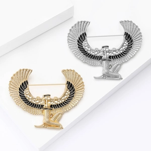 Vintage Egyptian Goddess Isis Wings Brooch Pin Alloy Enamel Lapel Pin Gold Silver Plated Jewelry For Men Women Clothing Accessories