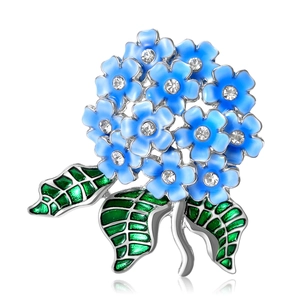 Fashion Enamel Hydrangea Brooch For Women Alloy Flower Plant Pin With Rhinestone Light Luxury Clothing Apparel Accessories