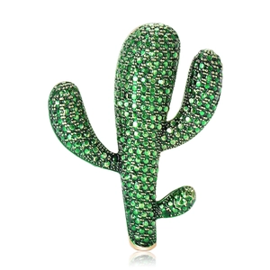 Spilla Cactus in Lega di Moda per Donna Uomo Spilla con Strass Smaltati Vintage Gioielli con Piante Verdi Creativi Accessorio