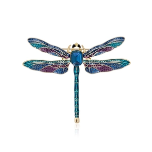 Vintage Enamel Dragonfly Brooch With Rhinestone Crystal Animal Shape Breastpin For Women Fashion Jewelry Accessories Gift