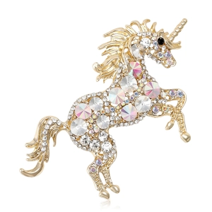 Elegante Legierung Einhorn Brosche mit Strass für Damen Funkelndes Kristall Tier Brustnadel Mode Kleidung Accessoire Geschenk