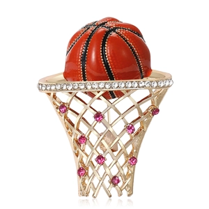 Broche de Aro de Baloncesto Aleación Diamantes de Imitación Esmalte Tema Deportivo Pin de Solapa Joyería de Moda Regalo