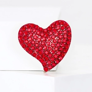 Elegante Spilla a Cuore in Strass Lega Rossa Cristallo Spilla per Donna Abito Cappotto Matrimonio Festa Gioielli di Moda