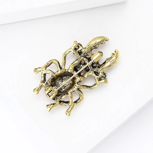 Vintage goldene Käferbrosche mit Emaille-Strasssteinen und sicherem Drehverschluss