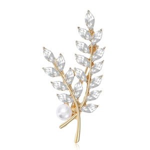 Élégante Broche Épi de Blé en Alliage avec Cristal Marquise Strass et Künstliche Perle d'Imitation pour Femmes Mariage Fête Accessoires de Bijoux de Vêtement
