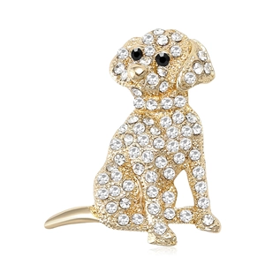 Mode Legering Strass Hond Broche Schattige Dier Puppy Pins Voor Vrouwen Mannen Pak Jas Decor Glanzende Strass Broche Sieraden