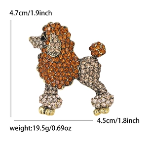 Broche caniche scintillante en strass et alliage vintage pour costumes et manteaux