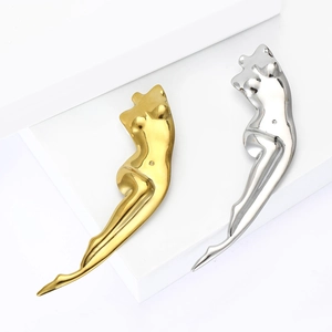 Modern Stainless Steel Human Body Sculpture Brooch For Women Minimalist Artistic Female Torso Silhouette Clothing Pin Accessory