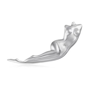 Broche en acier inoxydable poli au design abstrait de sculpture de corps féminin