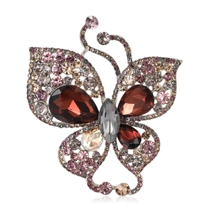 Luxurious Hollow Butterfly Brooch For Women Alloy Rhinestone Inlaid Corsage Suit Coat Pin Fashion Retro Jewelry Gift