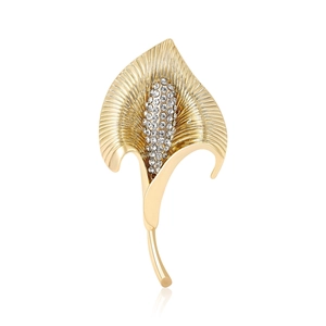Élégante Broche Arum en Alliage et Strass pour Femmes Broche Florale Laquée Accessoire de Mode Bijoux Cadeau