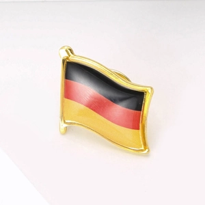 Exquisite German flag enamel brooch pin with a wavy gold frame for clothing decor