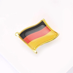 Exquisite German flag enamel pin in wave shape with gold metal plating for unisex apparel