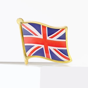 Exquisite gold-plated British Union Jack enamel brooch pin with waving flag design