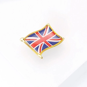 Exquisite British Union Jack waving flag enamel lapel pin with gold metallic plating