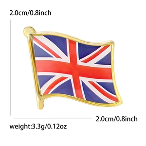 British Union Jack flag pin with gold trim and colorful enamel in a waving design