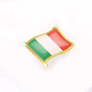 Italian flag pin brooch with gold metallic frame and vibrant green white red enamel finish