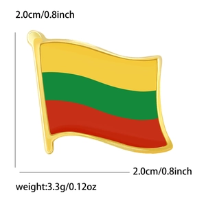 Épinglette minimaliste drapeau Lituanie en émail jaune vert rouge avec bord doré