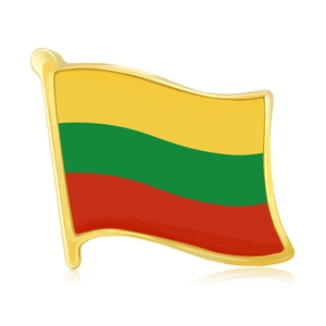Broche Revers Émail Forme de Vague Drapeau Lituanie Badge Alliage Doré pour Hommes Femmes Bijoux de Mode Minimaliste