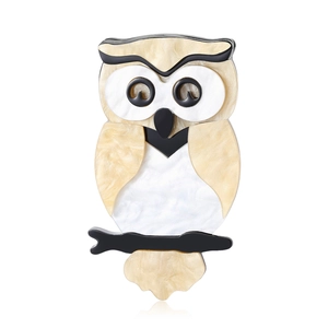 Broche Hibou Vintage en Alliage Acrylique Mode Texture Marbre Broche Animale pour Femmes Vêtements Décoration Accessoires Cadeau