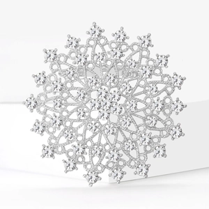 Eleganter Sonnenblumen-Anstecker in Silber mit Strasssteinen für Damen-Abendkleider und Anzüge