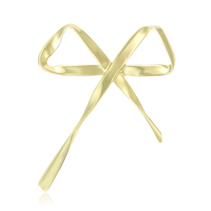 Élégante broche nœud minimaliste en or clair avec finition métallique lisse et design fluide