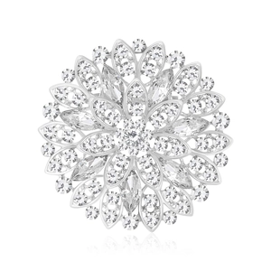 Spilla a forma di girasole in argento con cristalli per abiti da sera e abbigliamento di lusso