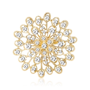 Broche Tournesol en Alliage de Luxe avec Strass pour Femme Forme Florale Creuse Plaqué Or Argent Épingle de Revers Bijoux Élégants