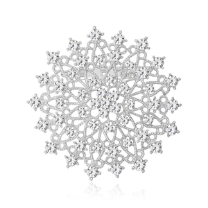 Silberne Sonnenblumen-Brosche mit funkelnden Strasssteinen für elegante Damenanzüge