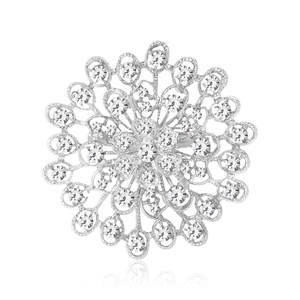 Élégante broche tournesol en argent avec strass luxueux pour robes de soirée femme