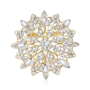 Spilla a Girasole Svuotata in Lega di Lusso Strass Moda Donna Completo Vestito Arredamento Brillante Cristallo Fiore Spilla Gioielli Regalo