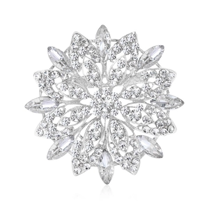 Elegante spilla a girasole in argento con strass per abiti da donna formali e di lusso