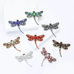 Vintage Alloy Rhinestone Dragonfly Brooch For Women Fashion Large Insect Breastpin Jewelry For Suit Coat Wedding Party Gift