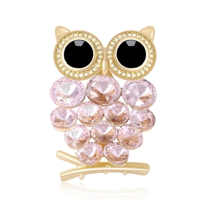 Schattige Uil Strass Brosje Voor Dames Legering Dier Reversspeld Mode Sieraden Accessoire Voor Banket Pakken Jassen Feest Cadeau
