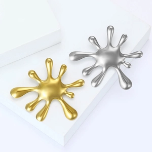 Abstract Liquid Metal Splash Brooch Pin Minimalist Stainless Steel Artistic Spray Shape Suit Corsage Fashion Jewelry Accessory