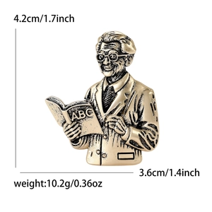 Vintage gold plated professor brooch with ABC book, retro scholar pin for clothing