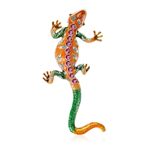Spilla a Forma di Lucertola in Smalto Vintage per Uomo Donna Strass Geco Animale Spilla da Bavero Abito Camicia Gioielli