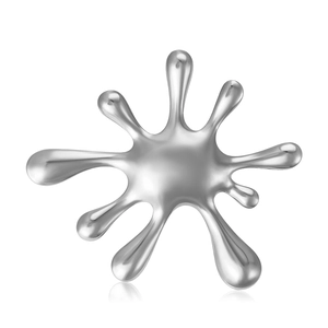 Modern minimalist silver stainless steel splash fireworks brooch with mirror finish