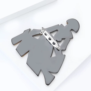 Fashion acrylic cartoon lady brooch with silver metal safety pin for women suits