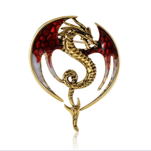 Exaggerated Western Flying Dragon Brooch For Women Personality Giant Winged Dragon Pin Alloy Enamel Animal Jewelry Gift