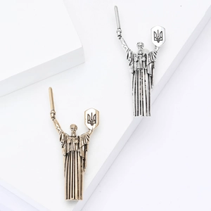 Oekraïne Moederland Monument Godin Brosche Vintage Legering Metalen Badge Met Zwaard Schild Drietand Embleem Sieraden Vrouwen