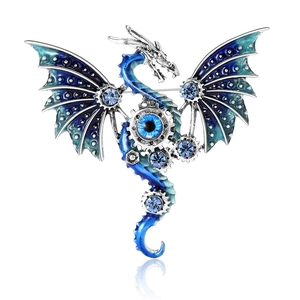 Spilla a Forma di Drago Volante Meccanico Steampunk per Donna Spilla in Lega Smalto Drago Con Ingranaggio Strass Gioielli Fantasy